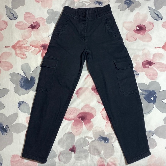 Aritzia Wilfred Modern Cargo Utility High Waisted Pockets Black Pant Size 0 - Picture 2 of 10
